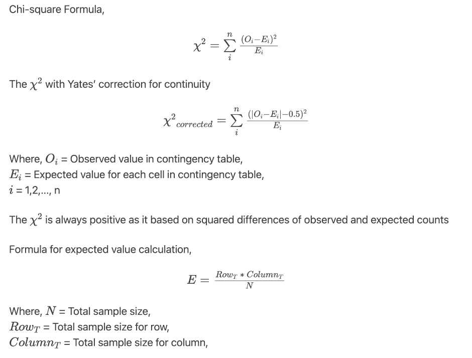 Pearson Chi-square Formula