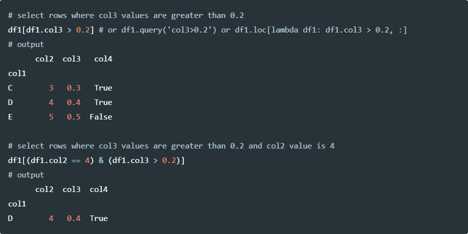 rows selection using column conditions